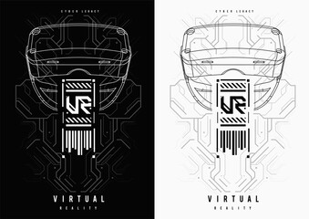 Cyberpunk futuristic poster. Tech Abstract poster template with HUD elements. Modern flyer for web and print. hacking, cyber culture, programming and virtual environments.