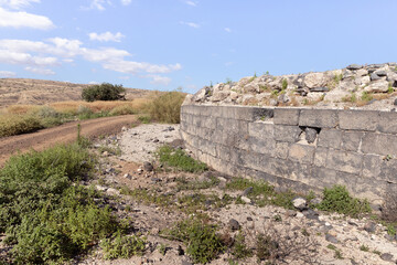 The ruins  of the Greek - Roman city of the 3rd century BC - the 8th century AD Hippus - Susita on the Golan Heights near the Sea of Galilee - Kineret, Israel