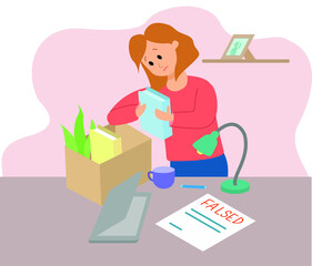 Vector illustration on the theme dismissal from the office, job loss