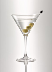 Martini glass with olive