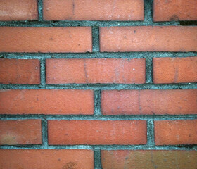 Abstract brick wall background, closeup. Red brick wall texture.