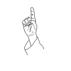 Hand shows number one. One finger up illustration