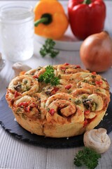 Homemade Pizza Rolls on Stone Plate