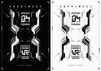 Cyberpunk futuristic poster. Tech Abstract poster template with HUD elements. Modern flyer for web and print. hacking, cyber culture, programming and virtual environments.