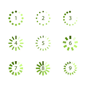 green colour Load Indicators Set. Vector process icon set. wait loadind icon colour set  