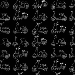 scooter  pattern repeat seamless on black background. Funny print for fabric.