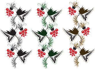 Ornament from raspberry. vector Ukrainian ornament