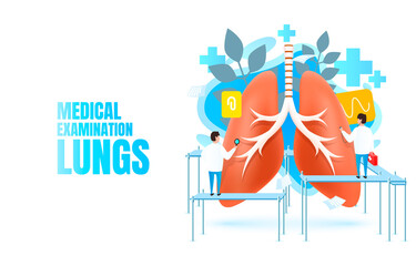 medical examination banner lungs, alternative treatment, biology anatomy organ, service help.
