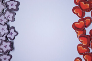 An element of a board game - hearts and flowers. Player Lives and points. Exciting time with friends during isolation and quarantine. . High quality photo