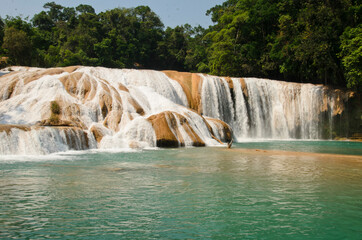 blue water waterfall, Chiapas. Mexico