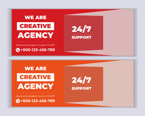 Corporate business web agency banner template. horizontal advertising web banner template.  business facebook cover header for social media and website advertisement.