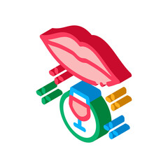 drinking wine icon vector. isometric drinking wine sign. color isolated symbol illustration