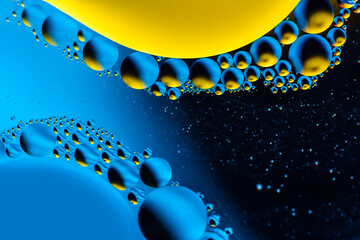 Scientific image of cell membrane. Macro up of liquid substances. Abstract molecule atom...