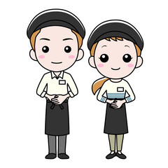 Fototapeta premium 笑顔のカフェ店員男女