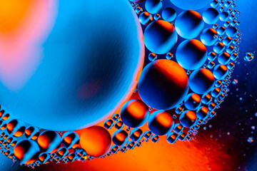 Abstract background with colorful gradient colors. Oil drops in water abstract psychedelic pattern...