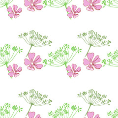 delicate floral seamless background, abstract plants on white background
