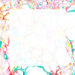 Obraz na płótnie Canvas Abstract colorful frame Ebru paint design. Hand drawn pattern. Marble effect