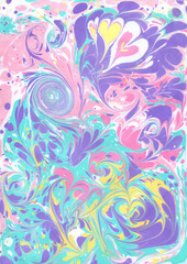 Abstract colorful background  Ebru paint design. Hand drawn pattern