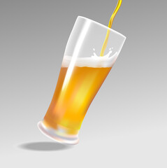   A stream of cold beer filling the glass