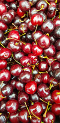 Cherries on display at market.
