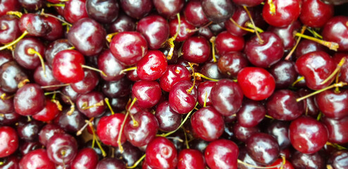 Cherries on display at market.