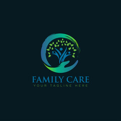 family care logo, creative zen. hand, tree vector