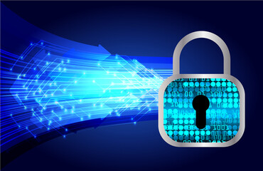 Closed Padlock on digital background, cyber security