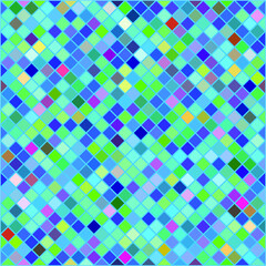 Vector seamless pattern.  Stained glass texture. Abstract background of colored squares in shades of blue