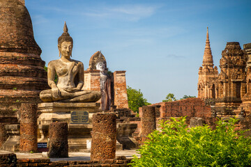 Wat Mahathat, Sukhothai old city, Thailand. Ancient city and culture of south Asia.