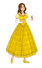 cartoon scene with beautiful princess on white background illustration for children © honeyflavour