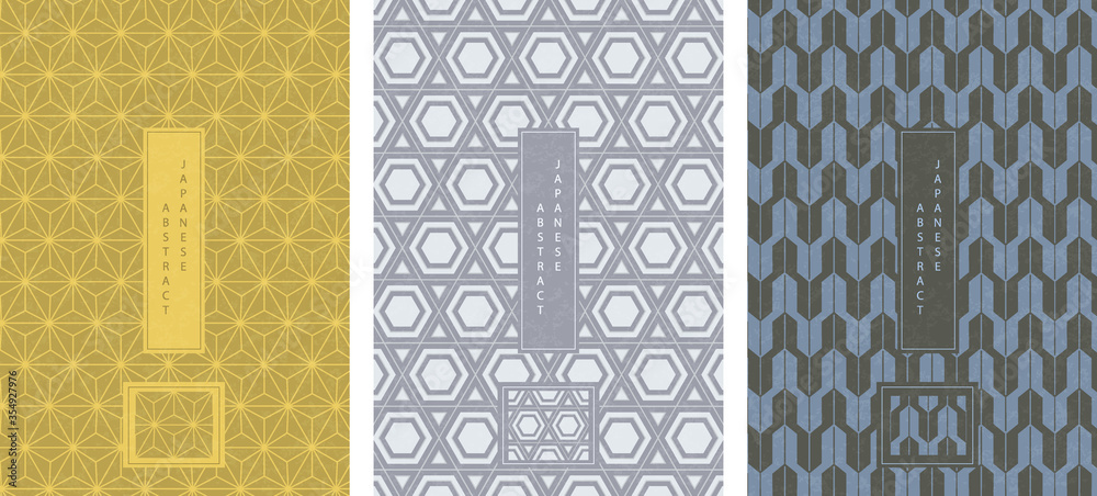 Wall mural oriental japanese style abstract seamless pattern background design geometry polygon cross frame sta