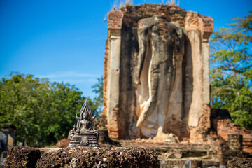 Wat Mahathat, Sukhothai old city, Thailand. Ancient city and culture of south Asia.