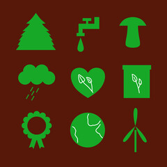 BIO ECO ENVIRONMENT GREEN ICONS