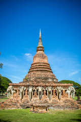 Fototapeta premium Wat Mahathat, Sukhothai old city, Thailand. Ancient city and culture of south Asia.