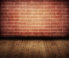 old brick wall room with wooden floor