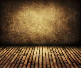 vintage room with bamboo wooden floor