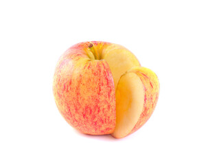 Apple royal gala fruit slice on a white background.