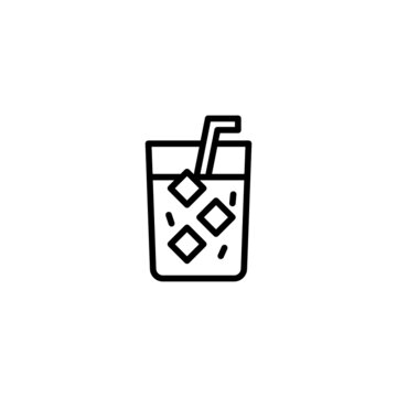 Cold drink vector icon in linear, outline icon isolated on white background