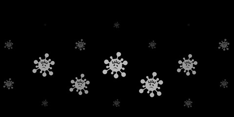 Dark gray vector background with covid-19 symbols.