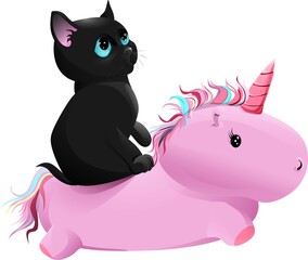 kitten on f unicorn vector