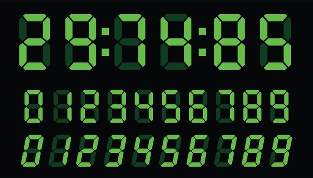 digital clock number set. Electronic Counter, calculator number. Vector illustration.