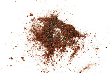 Smudged eyeshadows isolated on white background, top view