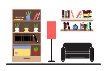 Cozy living room. Vector illustration in flat design.
