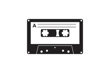 Obraz premium Old music cassette tape icon in flat style, isolated on white background, Retro music audio cassette, vector illustration