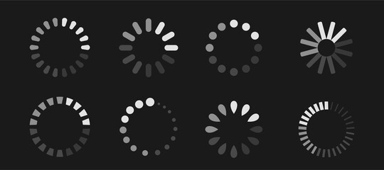 set of loading icon. loader bar circle icons. vector illustration