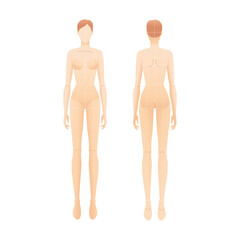 Fashion template of nude standing women.
