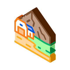 residential buildings in highlands icon vector. isometric residential buildings in highlands sign. color isolated symbol illustration