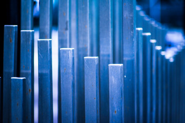 Obraz premium Columns that restrict the movement of vehicles and Parking, bars for limiting the movement, limiters or blocker