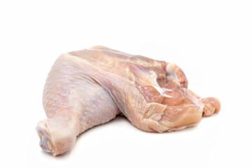 Raw fresh chicken thight or leg isolated on white background.Food from poultry for cooking or barbecue grill concept.