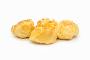 Eclairs on white background. eclairs with cream.